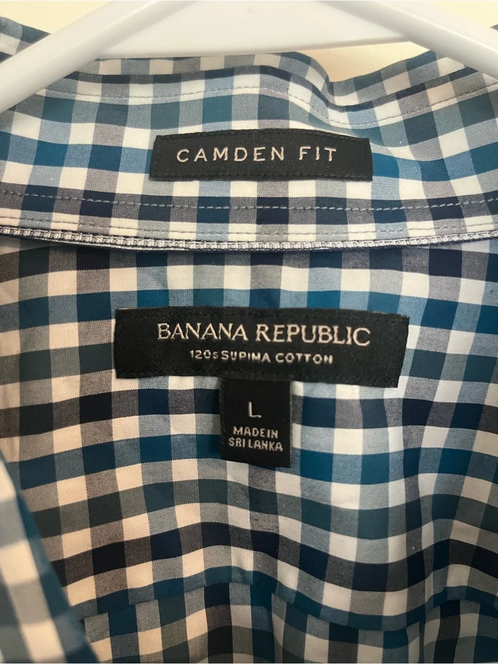 Banana Republic Men's Navy & White Gingham Button-Down Shirt